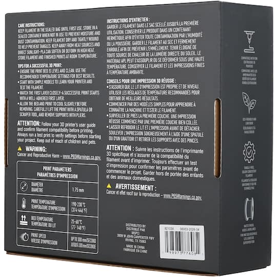 1.75mm Matte PLA 3D Printer Filament